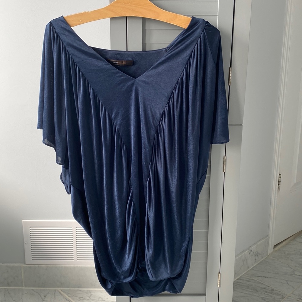 💙 BCBG Blue Drape Dolman Medium Tunic Top